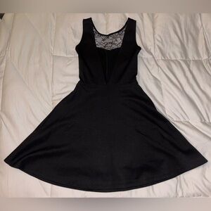 Divided Black Backless Dress